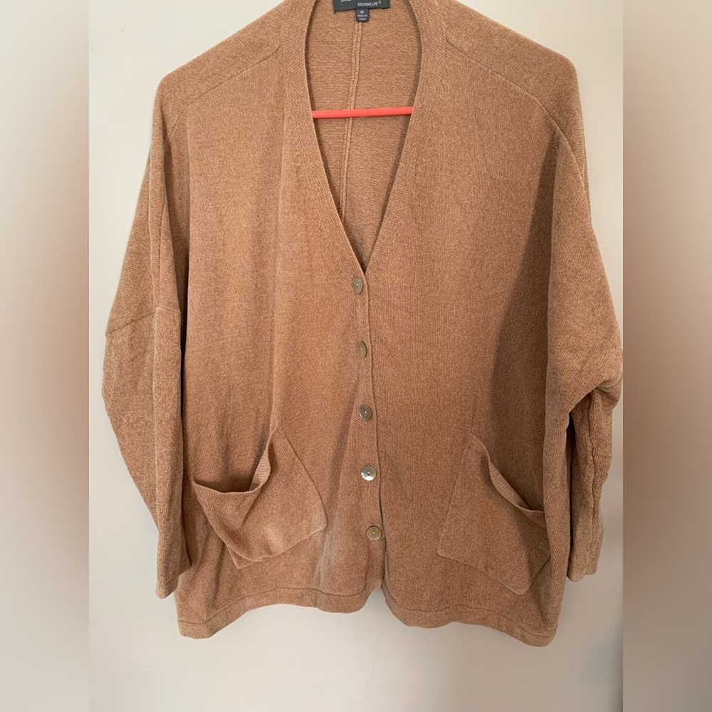 Barefoot Dreams Women's Cozy Camel Brown Button Cardigan